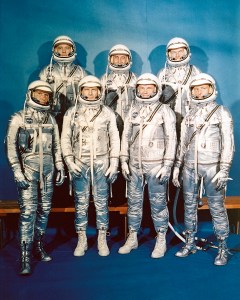 The seven Mercury astronauts were (from left) Wally Schirra, Alan Shepard, Deke Slayton, Gus Grissom, John Glenn, Gordon Cooper and Scott Carpenter / Image courtesy of NASA