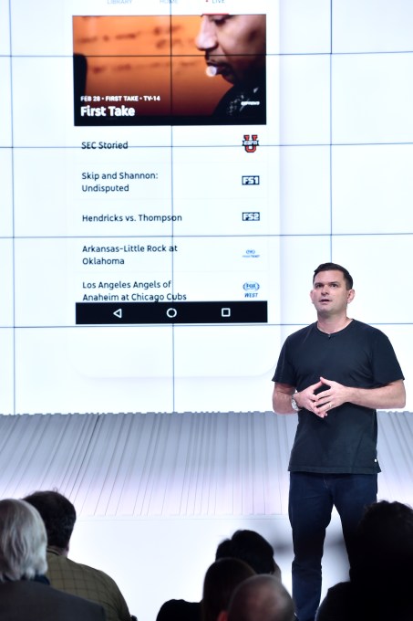LOS ANGELES, CA - FEBRUARY 28: YouTube Director of Product Management Christian Oestlien speaks onstage during the YouTube TV announcement at YouTube Space LA on February 28, 2017 in Los Angeles, California. (Photo by Jeff Kravitz/FilmMagic for YouTube)