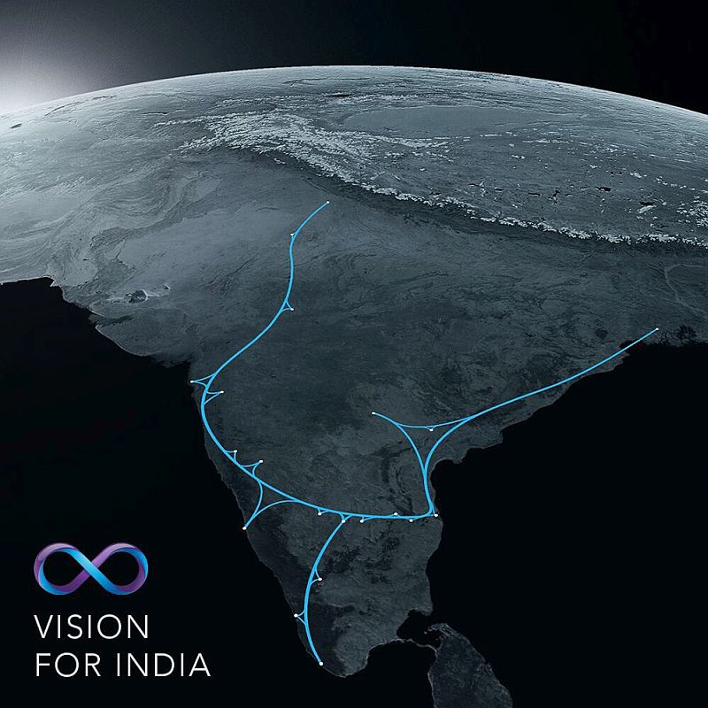 A concept graphic of proposed Hyperloop routes in India.