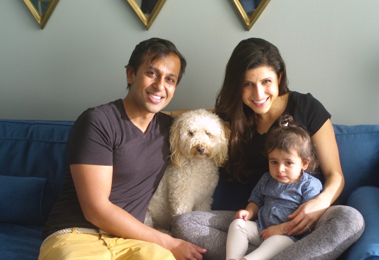 Thistle co-founders Ashwin Cheriyan and Shiri Avnery with their child. 