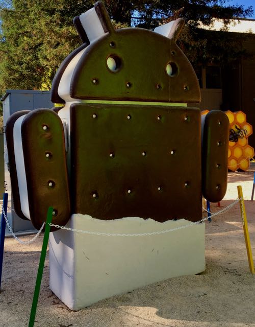 Google Ice Cream Sandwich statue at Google headquarters.
